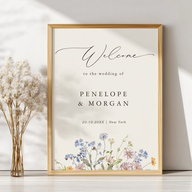 Välkomsthälsning för vår Wildblomsggarden Wedding Poster (Spring Wildflower Meadow Garden Wedding Welcome Poster)