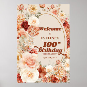 Välkomsthälsning för varierad höst blommigt 100-år poster