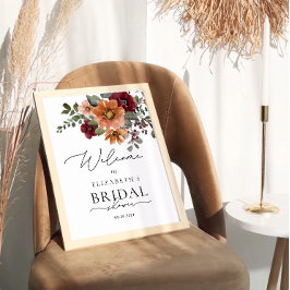 Välkomsthälsning för vattenfärg Blommigt Boho Fall Poster