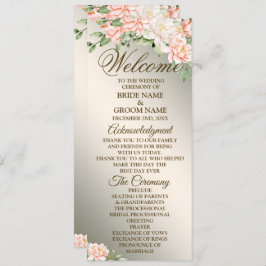 Välkomsthälsning för vattenfärg, persikoblommor oc program