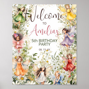 Välkomsthälsning för vattenfärgen Blommigt Älvor G Poster
