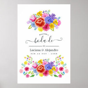 Välkomsthälsning för vattenfärgen Blommigt (Spanie Poster
