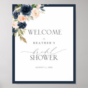 Välkomsthälsning för vattenfärgen Navy Blue & Blo Poster