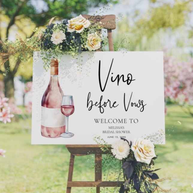 Välkomsthälsning för vattenfärgen Vino före Vows-M Poster (Skapare uppladdad)