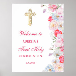 Välkomsthälsning för vattenfärgsblommor: första ko poster