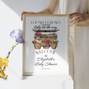 Välkomsthälsning för vattenfärgsbondens Blommigt Poster