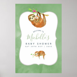 Välkomsthälsning för vattenfärgsfack Tema för baby Poster