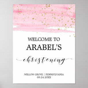 Välkomsthälsning för vattenfärgsRosa & Guld Chris Poster