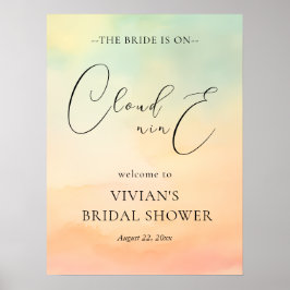 Välkomsthälsning för vattenfärgssolnedgång i molne poster