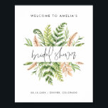 Välkomsthälsning för Vild av flytande Möhippa Poster<br><div class="desc">Välkomna gäster till ditt evenemang med den här välkomstskylten för möhippan för det gröna temat. Den har vattenfärgade illustrationer av fenor och annan löv. Anpassa genom att lägga till namn,  datum och plats. Denna gröna möhippa välkomstskylt är perfekt för möhipporna vår och vintern.</div>