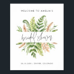 Välkomsthälsning för Vild av flytande Möhippa Poster<br><div class="desc">Välkomna gäster till ditt evenemang med den här välkomstskylten för möhippan för det gröna temat. Den har vattenfärgade illustrationer av fenor och annan löv. Anpassa genom att lägga till namn,  datum och plats. Denna gröna möhippa välkomstskylt är perfekt för möhipporna vår och vintern.</div>