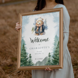 Välkomsthälsning för Vinter-skogskläder, babyskor, Poster
