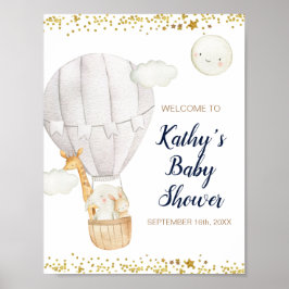 Välkomsthälsning för vit Luftballong, ungle Baby S Poster