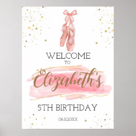 Välkomsthälsning för Watercolor Ballerina Födelsed Poster
