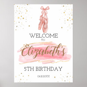 Välkomsthälsning för Watercolor Ballerina Födelsed Poster