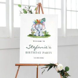 Välkomsthälsning för Watercolor Elephant Safari Fö Poster