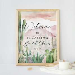 Välkomsthälsning för Watercolor Rosa Desert Nature Poster