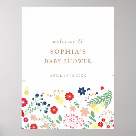 Välkomsthälsning för Wildblomma-babykläder av enke Poster