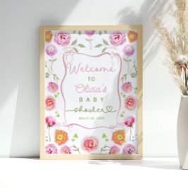 Välkomsthälsning för Wildblomma Blommigt Cute Baby Poster