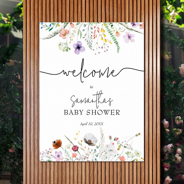 Välkomsthälsning för Wildblommans babyskor Poster (Wildflower Baby Shower Welcome Poster - order INSTANT DOWNLOAD or PRINTED)