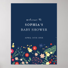 Välkomsthälsning för Wildblomme Baby Shower för ma Poster
