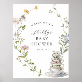 Välkomsthälsning för Wildblomme Tea Baby Shower Poster