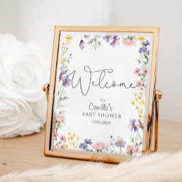 Välkomsthälsning för Wildblommor Baby Shower Poster