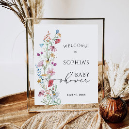 Välkomsthälsning för Wildblommor Baby Shower Poster