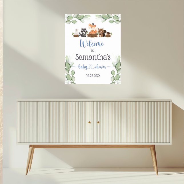 Välkomsthälsning för Woodland Animal Baby Shower P Poster (Skapare uppladdad)
