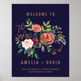 Välkomsthälsning från Blommigt Ro Guld Bröllop Poster