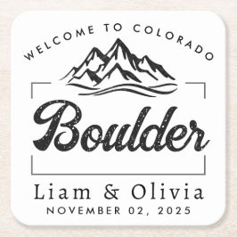 Välkomsthälsning från Bröllop, Colorado, minimalis Underlägg Papper Kvadrat