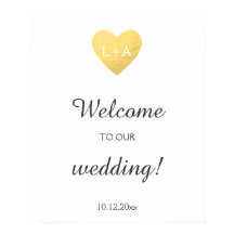 Välkomsthälsning från bröllop, faux guld, initiale