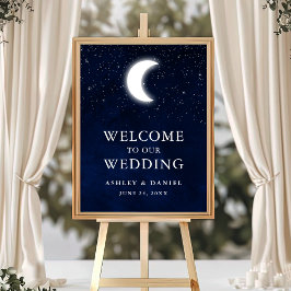 Välkomsthälsning från Celestial Blå himmel Måne St Poster