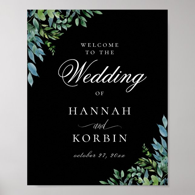 Välkomsthälsning från Modern Botaniska Greenery Bl Poster (Framsidan)