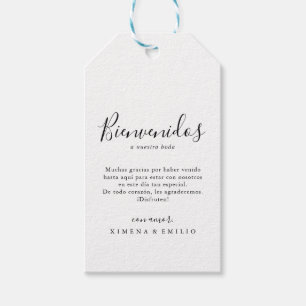 Välkomsthälsning från spanska Bröllop som är minim Presentetikett