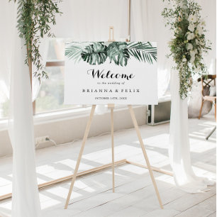 Välkomsthälsning från Tropical Grey White Blommigt Poster