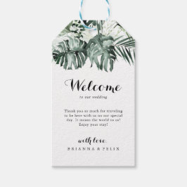 Välkomsthälsning från Tropical Grey White Blommigt Presentetikett