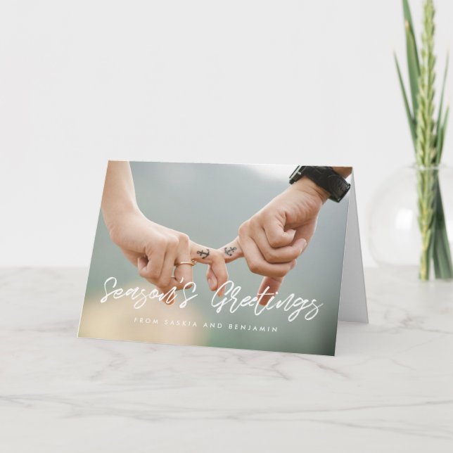 Välkomsthälsning modern vit font helgkort (Framsida)