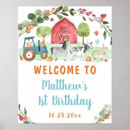 Välkomsthälsning om Fall Farm Pumpkin Birthday Poster