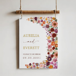 Välkomsthälsning om Fold Flowers Fall Wildblomma B Poster