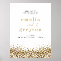 Välkomsthälsning om Gult Guld Sequins Bröllop