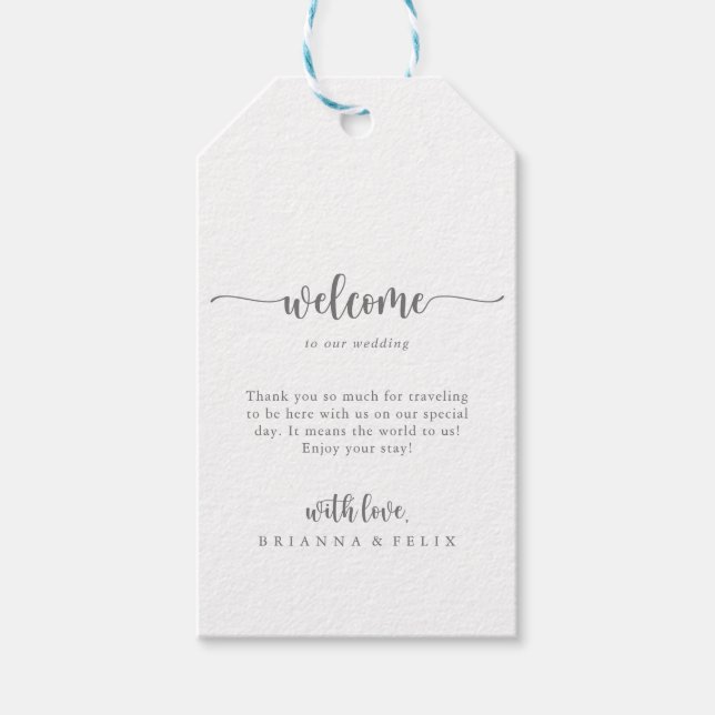 Välkomsthälsning om minimalistisk calligrafi i Sil Presentetikett (Framsidan)