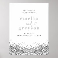 Välkomsthälsning om Silver Glitter Sequins Bröllop