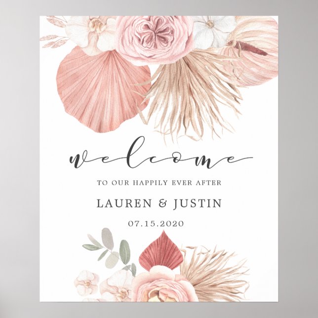 Välkomsthälsning om tropiska Bröllop Poster (Framsidan)