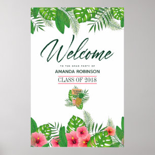 Välkomsthälsning om vattentorlek, tropisk Luau Stu Poster
