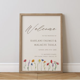 Välkomsthälsning om Vibrant Colorful Wildblomma Bl Poster