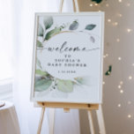 Välkomsthälsning - Poster i vattenfärgen Greenery<br><div class="desc">Välkomna över dina babyduschgäster med den här vattenfärgsgröna poster. Se till att den skrivs ut eller hämtas och skrivs ut direkt lokalt.</div>
