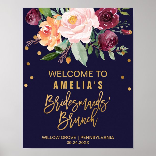 Välkomsthälsning till Blommigten Hösten Bridesmaid Poster (Framsidan)