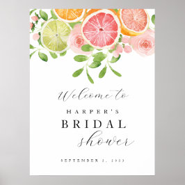 Välkomsthälsning till Bright Flowers och Citrus Mö Poster