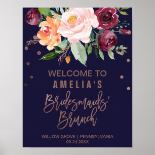 Välkomsthälsning till Brunch om hösten Blommigt Ro Poster